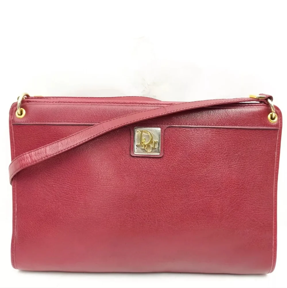 Christian Dior Vintage Shoulder Bag Red Leather purse as is - Picture 1 of 13